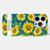 Modern Sunflowers Monogrammed Case-Mate iPhone Hülle (Rückseite (Horizontal))