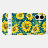 Modern Sunflowers Monogrammed Case-Mate iPhone Hülle (Rückseite (Horizontal))