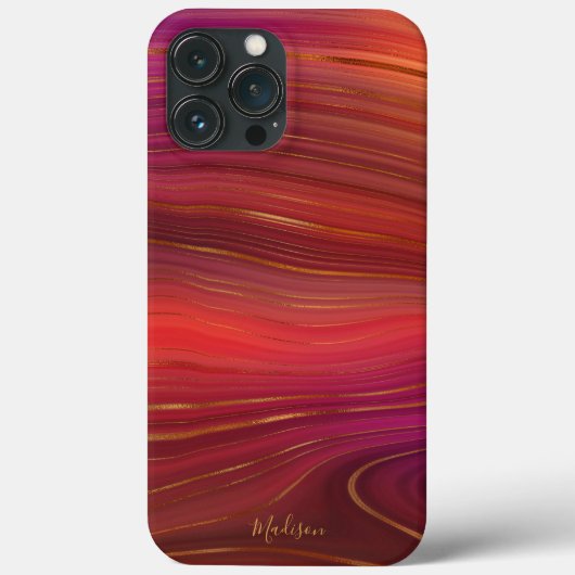 Modern Sunrise Agate Marble Muster mit Namen Case-Mate iPhone Hülle (Rückseite)