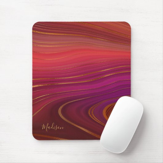 Modern Sunrise Agate Marble Muster mit Namen Mousepad (Mit Mouse)