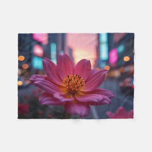 Modern Sunrise Bloom Fleecedecke (Vorderseite (Horizontal))