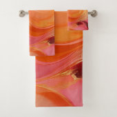 Modern Sunrise Orange, Pink und Gold Badhandtuch Set (Insitu)