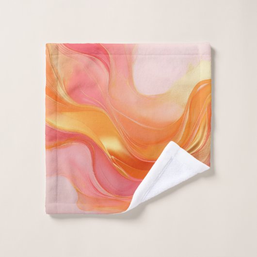 Modern Sunrise Orange, Pink und Gold Badhandtuch Set (Waschlappen)