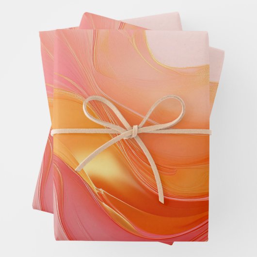 Modern-Sunrise Orange, Pink und Gold- Geschenkpapier Set (Beispiel)