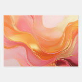 Modern-Sunrise Orange, Pink und Gold- Geschenkpapier Set (Vorderseite)