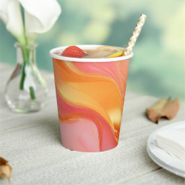Modern Sunrise Orange Pink und Gold- Pappbecher