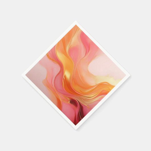 Modern Sunrise Orange Pink und Gold Serviette (Ecke)
