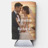 Modern Sunset Beach Wedding Photo  Selters Dosenkühler (Vorderseite)