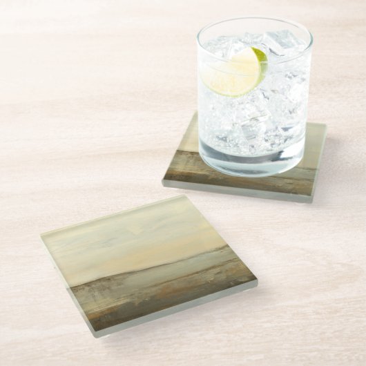 Modern Sunset Landscape Oil Painting Glasuntersetzer (Schrägansicht)