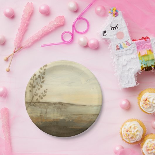 Modern Sunset Landscape Oil Painting Pappteller (Party)