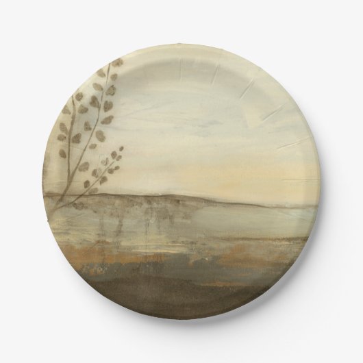 Modern Sunset Landscape Oil Painting Pappteller (Vorderseite)