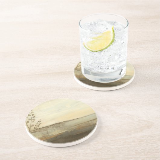 Modern Sunset Landscape Oil Painting Sandstein Untersetzer (Seite)