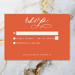Modern Sunset Orange Minimal Wedding RSVP Karte