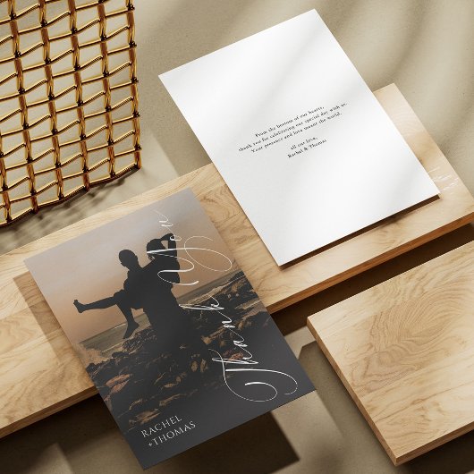 Modern Sunset Silhouette Wedding Thank You Card Dankeskarte