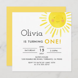 Modern Sunshine 1. Geburtstag Party Einladung