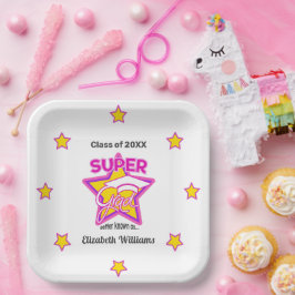 Modern Super Grad rosa personalisieren Name und Ja Pappteller