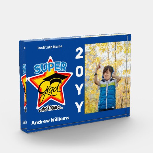 Modern Super Grad - Text, Foto, Farbe personalisie Fotoblock (Links)