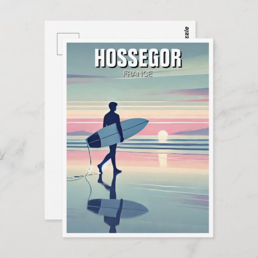 Modern Surfer Sunset Hossegor Frankreich Postkarte (Vorne/Hinten)