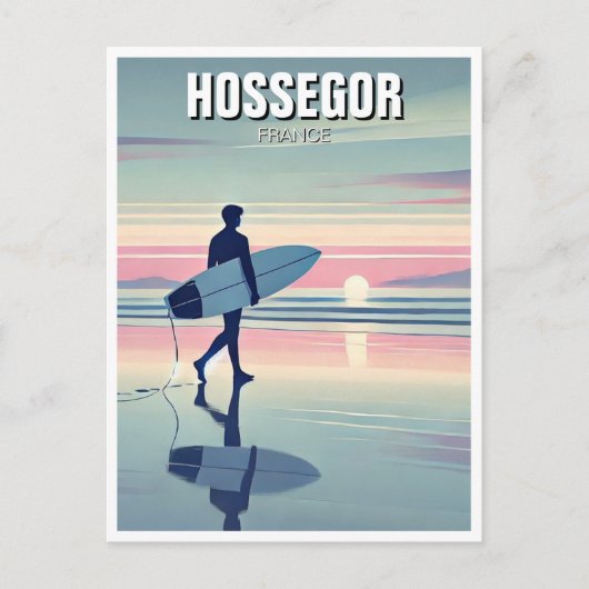 Modern Surfer Sunset Hossegor Frankreich Postkarte (Vorderseite)