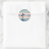 Modern Surfer Sunset Hossegor Frankreich Runder Aufkleber (Tasche)