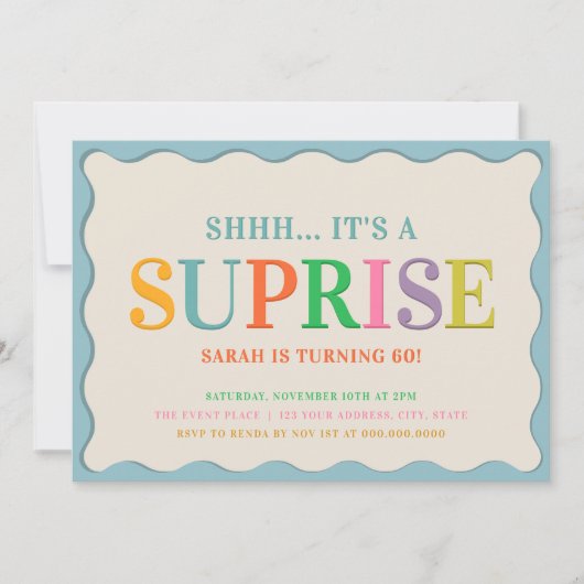 Modern Surprise Birthday Party Einladung (Vorderseite)