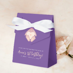 Modern Süße kleine Häschen zum 1. Geburtstag Lila  Geschenkschachtel