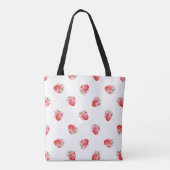 Modern süßes Erdbeermuster-Monogramm Tasche (Rückseite)