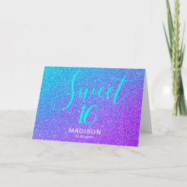 Modern Sweet 16 Birthday Aquamariner Lila Glitzer  Karte
