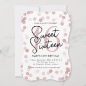 MODERN Sweet 16 Birthday Rose Gold Chic Glitzer Einladung (Vorderseite)