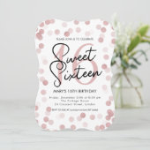 MODERN Sweet 16 Birthday Rose Gold Chic Glitzer Einladung (Stehend Vorderseite)