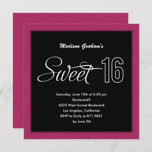 Modern Sweet 16 Einladungen (benutzerdefinierbare  (Vorne/Hinten)
