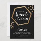 Modern Sweet 16 Glitzer Imitate Gold Geometric Bar Einladung (Vorderseite)