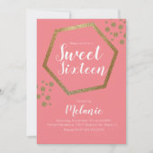 Modern Sweet 16 Glitzer Imitate Gold Geometric Bar Einladung (Vorderseite)