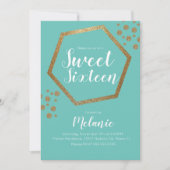 Modern Sweet 16 Glitzer Imitate Gold Geometric Bar Einladung (Vorderseite)