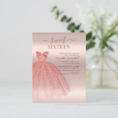 Modern Sweet 16 Glitzer Script Rose Gold Geburtsta Einladungspostkarte (Stehend Vorderseite)