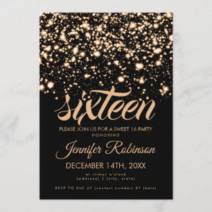 Modern Sweet 16 Gold Midnight Glam Einladung
