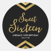 Modern Sweet 16 Imitate Gold Zickzack Geometric Runder Aufkleber (Vorderseite)