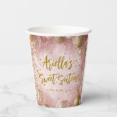 Modern sweet 16 pink gold balloons pappbecher (Rückseite)