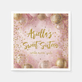 Modern sweet 16 pink gold balloons serviette (Vorderseite)