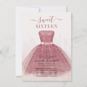 Modern Sweet 16 Rose Gold Geburtstagsparty Einladung