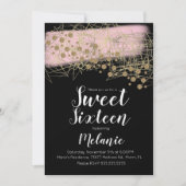 Modern Sweet 16 Rosita Gold Geometrie Schwarz Einladung (Vorderseite)
