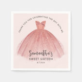 Modern Sweet 16 Script Dress Birthday Custom Paper Serviette (Vorderseite)