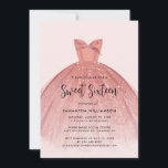 Modern Sweet 16 Script Dress Birthday Einladung<br><div class="desc">Mit einem hübschen,  rosafarbenen Kleid und Imitaten Rose Gold Glitzer und modernen Drehbüchern ist diese Geburtstagseinladung perfekt für eine Prinzessin. Ersetzen Sie die Party-Details einfach durch Klicken auf den Button "Personalisieren".</div>