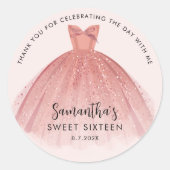 Modern Sweet 16 Script Dress Birthday Vielen Dank Runder Aufkleber (Vorderseite)