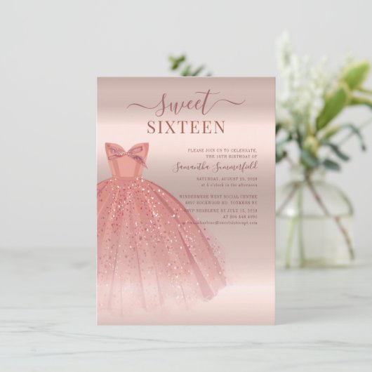 Modern Sweet 16 Script Geburtstag Einladung (Stehend Vorderseite)