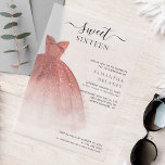 Modern Sweet 16 Script Geburtstagsparty Pergament Einladungen<br><div class="desc">Mit einem hübschen,  rosafarbenen Kleid und einem vergoldeten Glitzer aus Imitat und Rose mit moderner Schrift und beliebter Typografie ist diese Geburtstagsveranstaltung perfekt für eine Prinzessin,  die ihren 16. Geburtstag feiert. Ersetzen Sie die Party-Details einfach durch Klicken auf den Button "Personalisieren".</div>