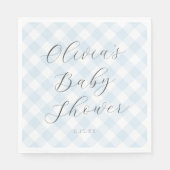 Modern + Sweet Baby Blue Gingham Baby Dusche Serviette (Vorderseite)