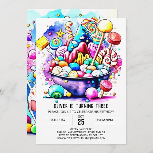 Modern Sweet Chocolate Birthday Einladung (Vorne/Hinten)