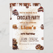 Modern Sweet Chocolate Cake Birthday Party Einladung (Vorne/Hinten)