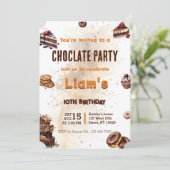 Modern Sweet Chocolate Cake Birthday Party Einladung (Stehend Vorderseite)